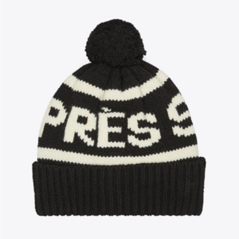 NWT! Tory Burch/ Tory Sport APRÈS-SKI HAT IN SPORT BLACK/FRENCH CREAM